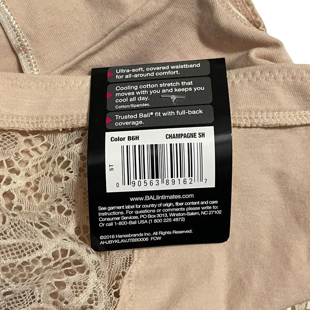Bali Comfort Revolution Lace Desire Underwear Panty Size M/6 Hi Cut DFCD62 Tan